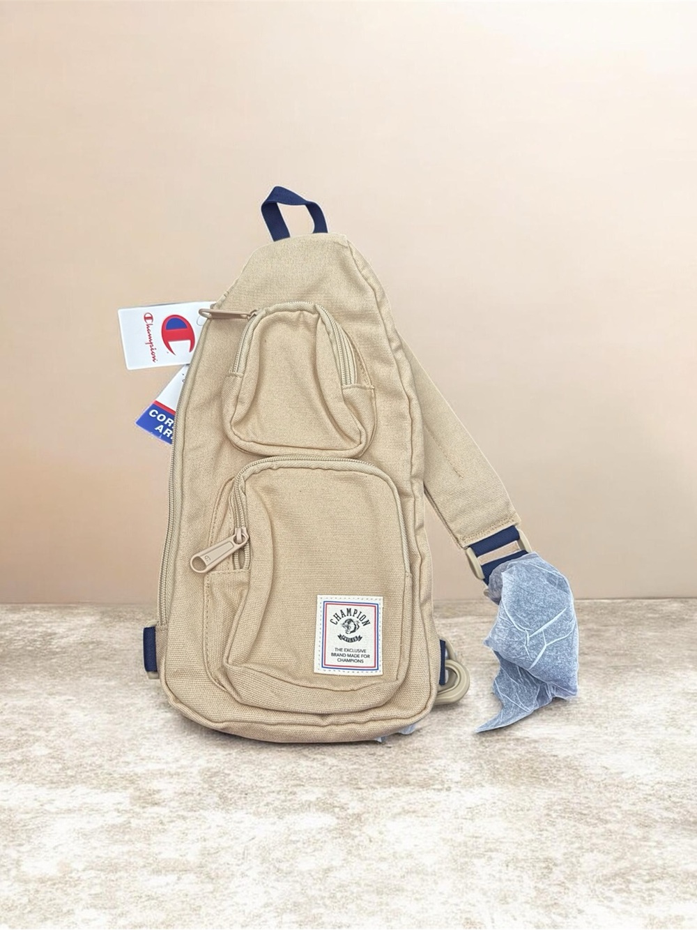 Champion Beige Sling Crossbody Bag